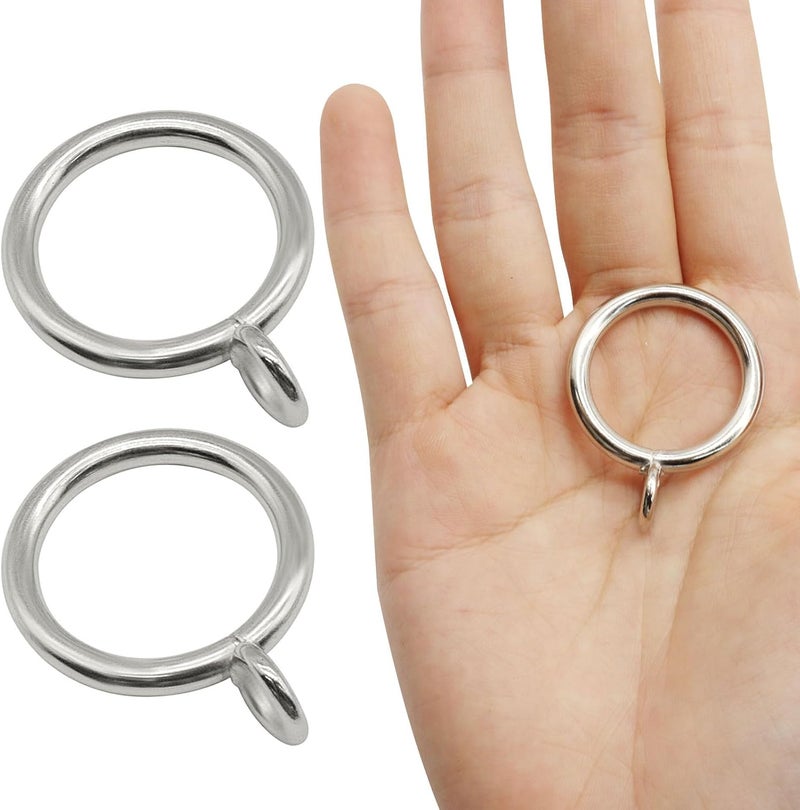 Bivethoi 28 Pack Metal Curtain Rings, with Eyelets Curtain Rings 1 Inch Inner Diameter Drapery Rings, Silver Curtain Rings for Curtain Rods - Image 5